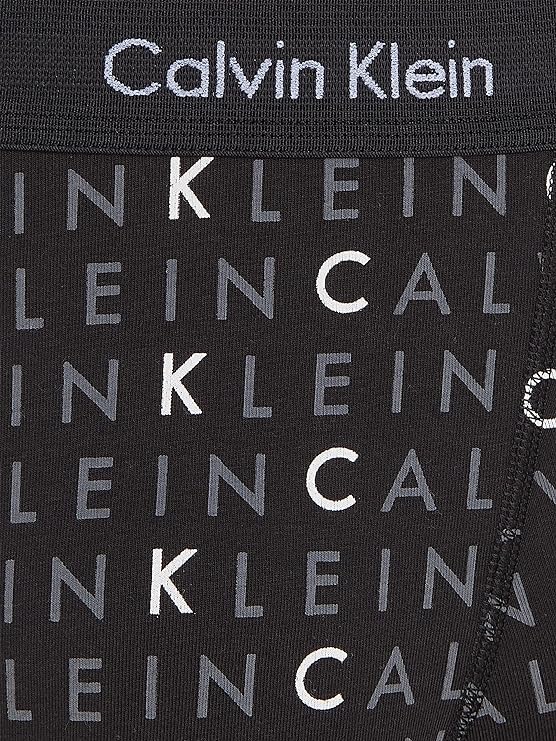 Calvin Klein 3 Pack Cotton Stretch – Normal Rise Trunks ( Black Allover Logo )