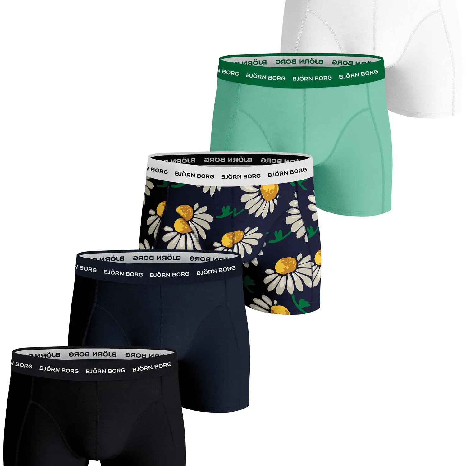Björn Borg - 5 Pack Essential Boxer - Black/Green/Print