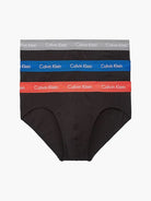 Calvin Klein 3 Pack Hip Briefs - Black with Coloured Waistband