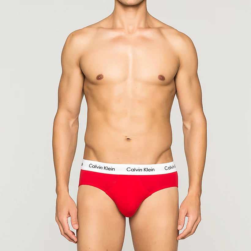 Calvin Klein 3 Pack Cotton Stretch – Hip Briefs ( White / Red / Navy )