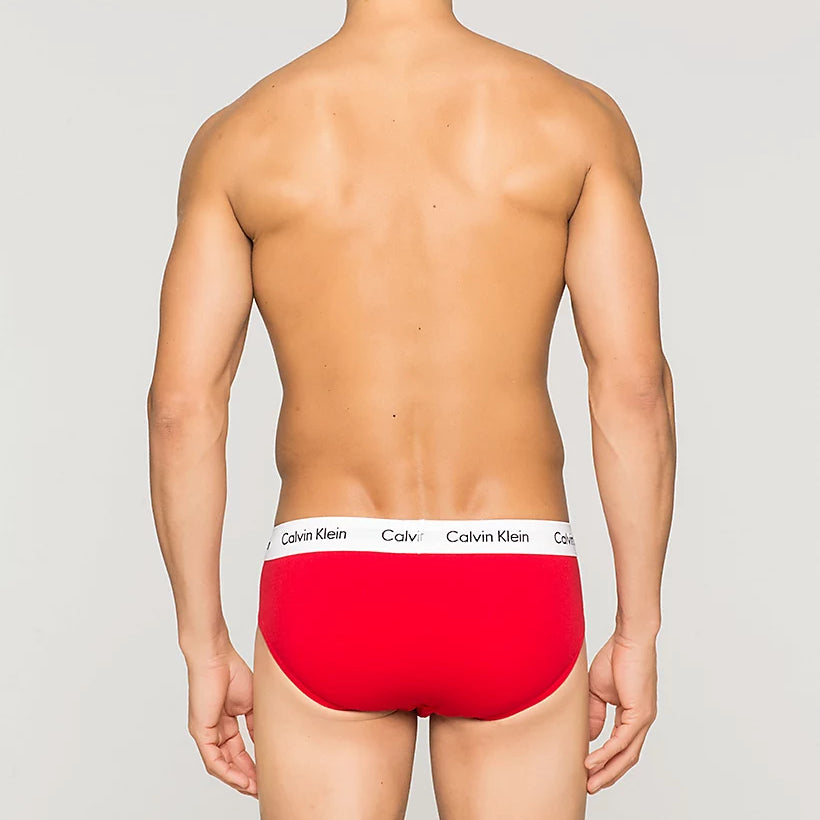 Calvin Klein 3 Pack Cotton Stretch – Hip Briefs ( White / Red / Navy )