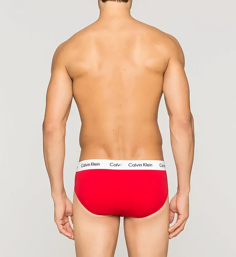 Calvin Klein 3 Pack Cotton Stretch – Hip Briefs ( White / Red / Navy )