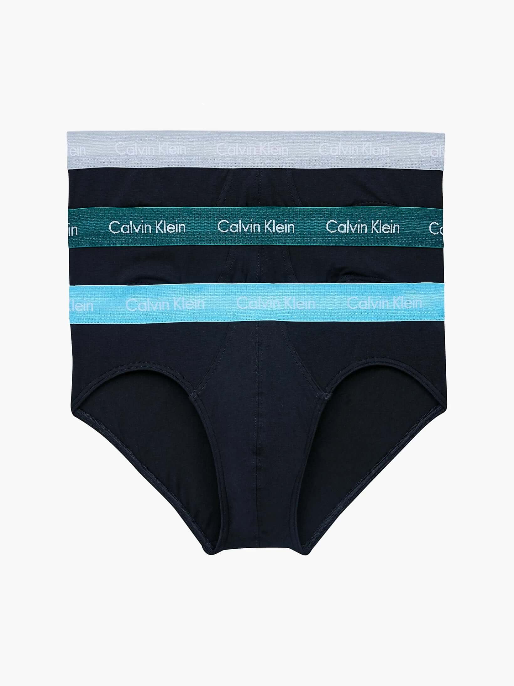 Calvin Klein 3 PACK BRIEFS - COTTON STRETCH - B-JADE SEA/SKY HIGH/SLEEK SILVER