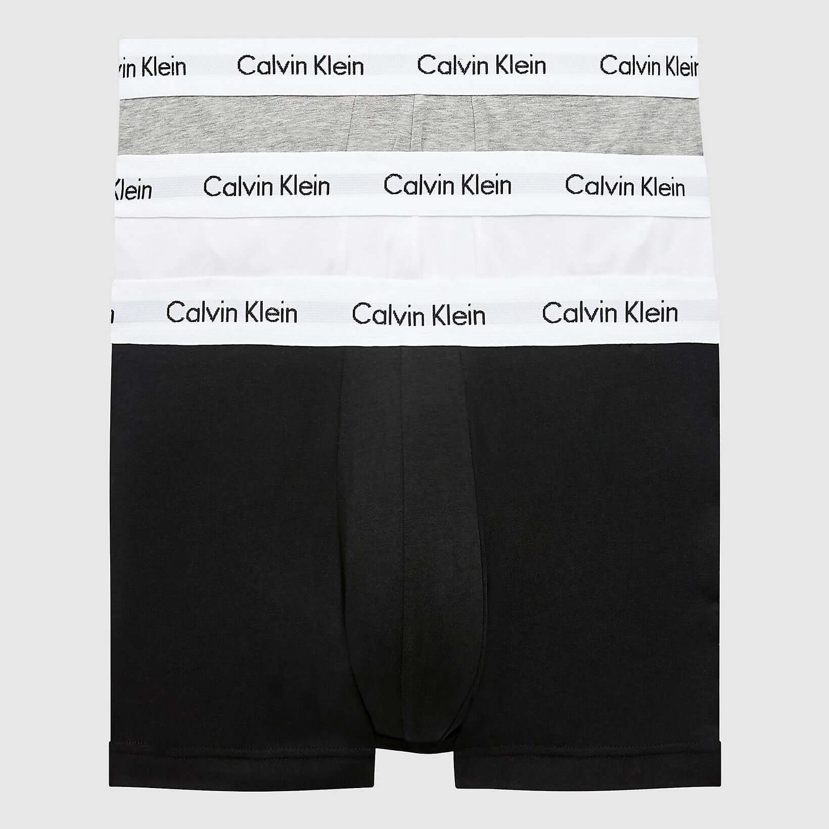 Calvin Klein 3 Pack Cotton Stretch - Normal Rise Trunks ( Black / Grey / White )