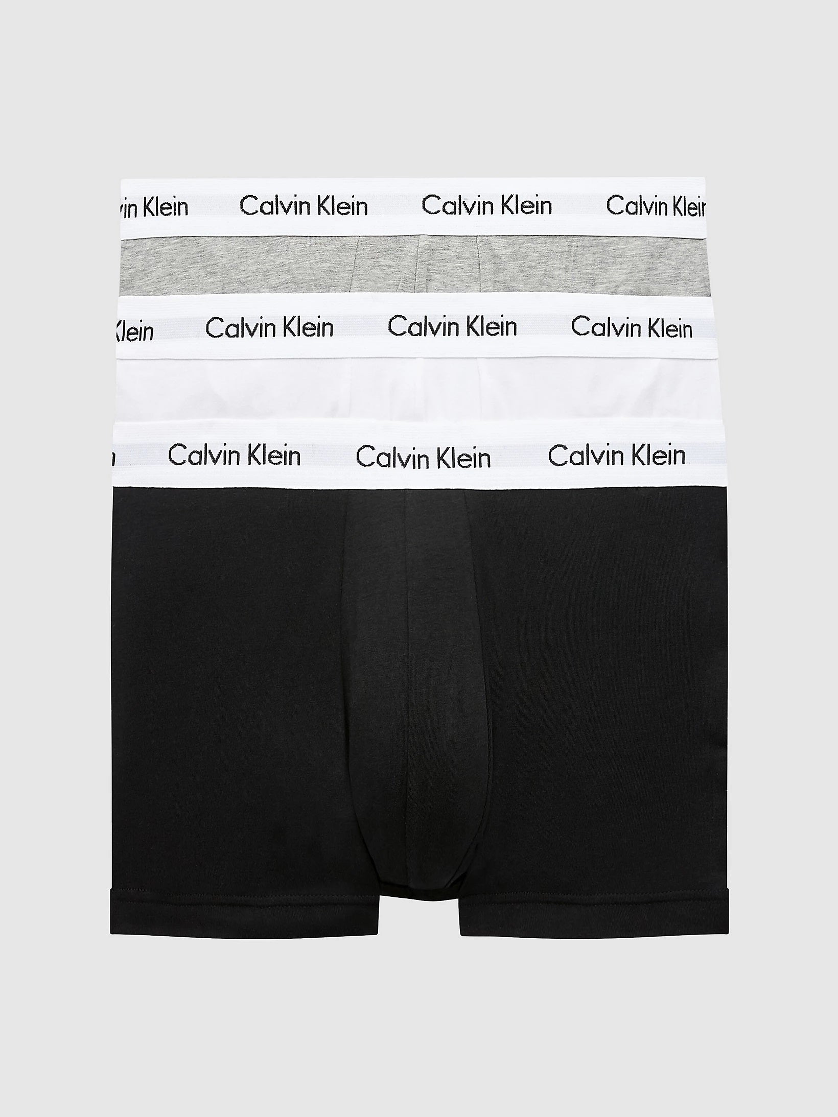 Calvin Klein 3 Pack Cotton Stretch - Normal Rise Trunks ( Black / Grey / White )