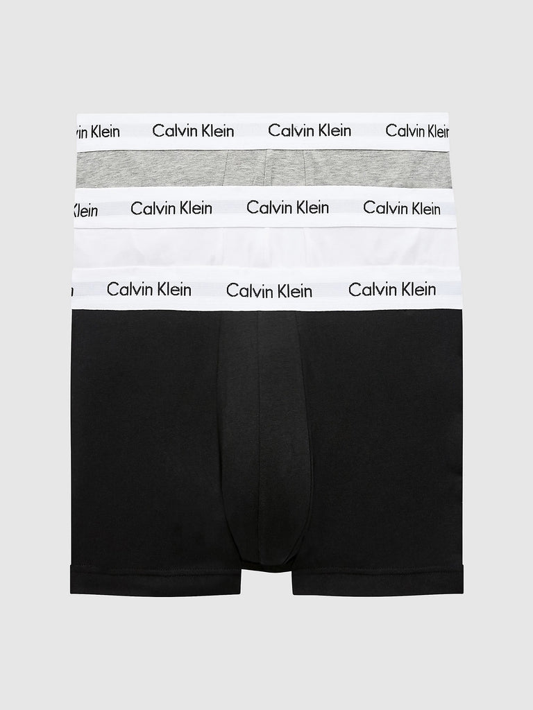 Calvin Klein 3 Pack Cotton Stretch – Normal Rise Trunks ( Black / Grey / White )