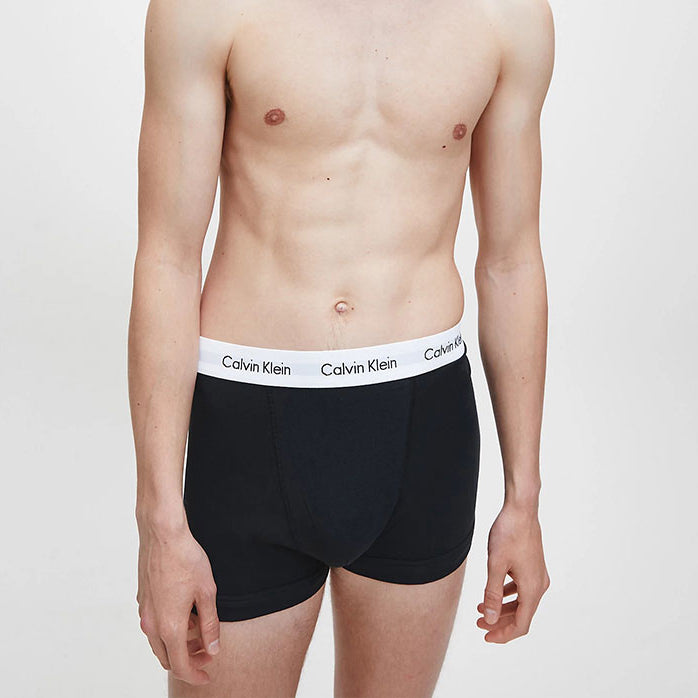 Calvin Klein 3 Pack Cotton Stretch - U2662G Normal Rise Trunks ( Black)