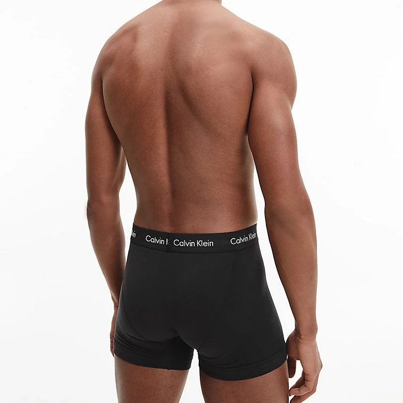 Calvin Klein 3 Pack Cotton Stretch - Normal Rise Trunks ( B- Ocean Storm/ Lime/ Signature Blue )