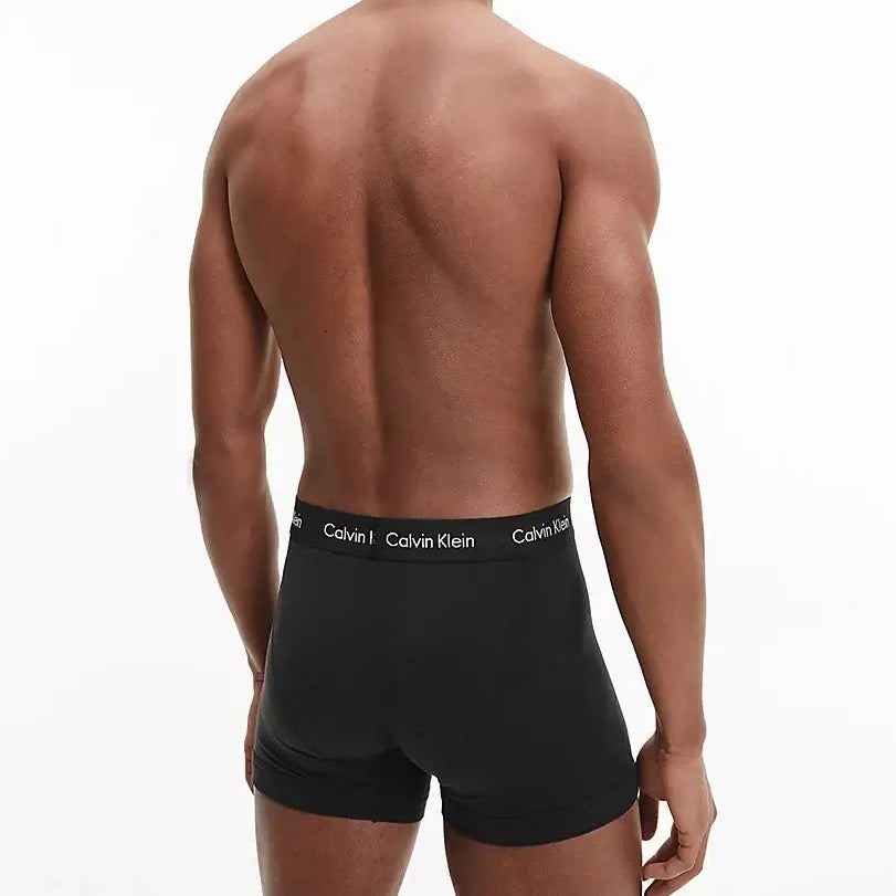 Calvin Klein 3 Pack Cotton Stretch - Normal Rise Trunks ( B- Ocean Storm/ Lime/ Signature Blue )