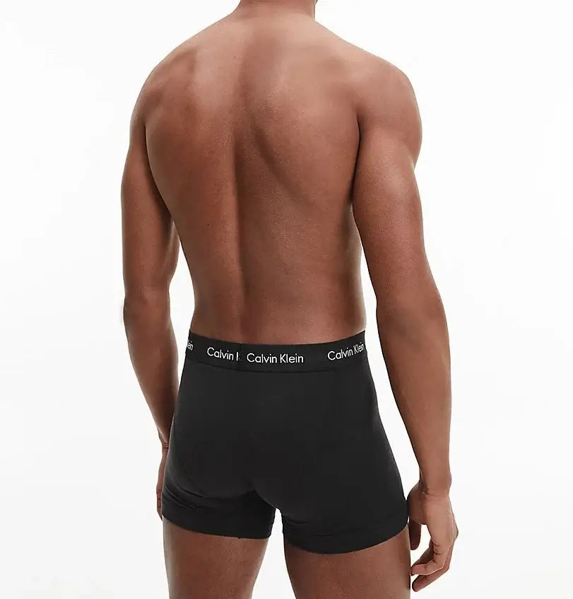 Calvin Klein 3 Pack Cotton Stretch - Normal Rise Trunks ( B- Ocean Storm/ Lime/ Signature Blue )
