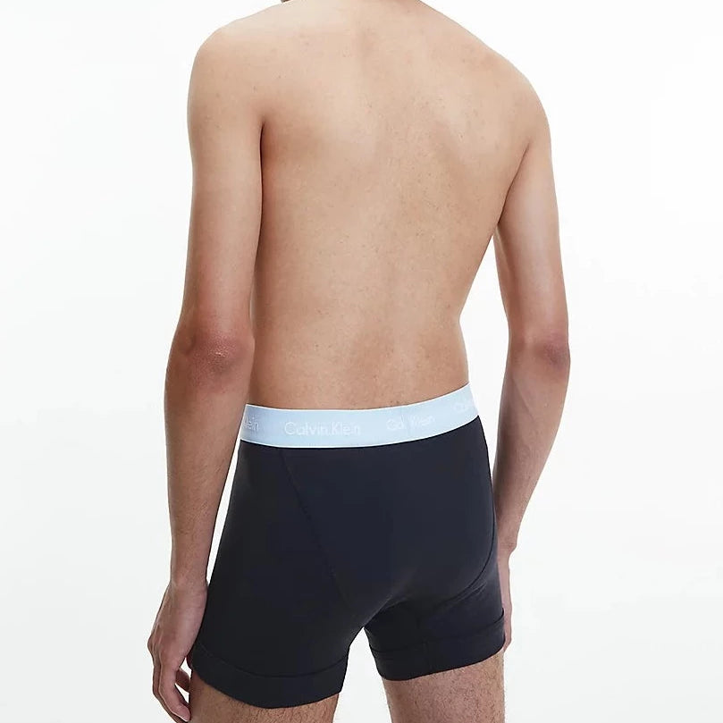 Calvin Klein 3 Pack Cotton Stretch - Normal Rise Trunks ( B-Rain Dance / Black / Ivory )