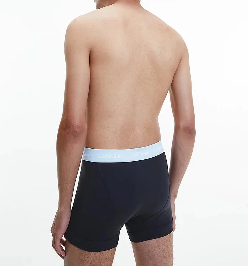 Calvin Klein 3 Pack Cotton Stretch - Normal Rise Trunks ( B-Rain Dance / Black / Ivory )