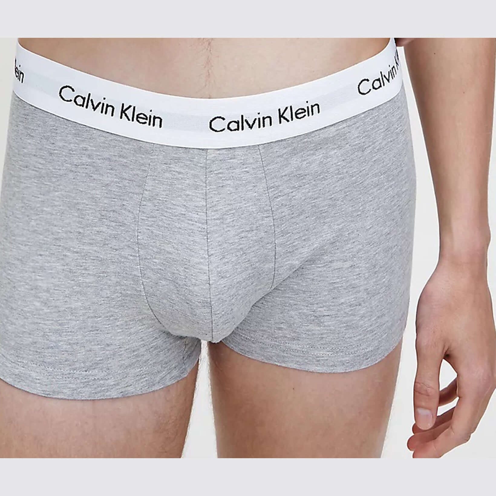 Calvin Klein 3 Pack Cotton Stretch - Normal Rise Trunks ( Black / Grey / White )