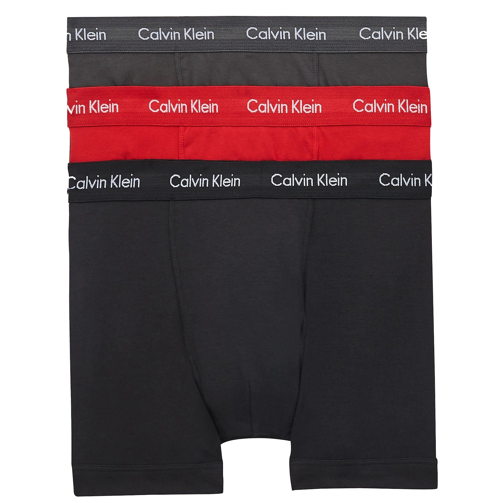 CALVIN KLEIN 3 PACK TRUNKS - COTTON STRETCH - BLACK/ VOID/ RED ALERT