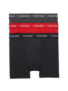 CALVIN KLEIN 3 PACK TRUNKS - COTTON STRETCH - BLACK/ VOID/ RED ALERT