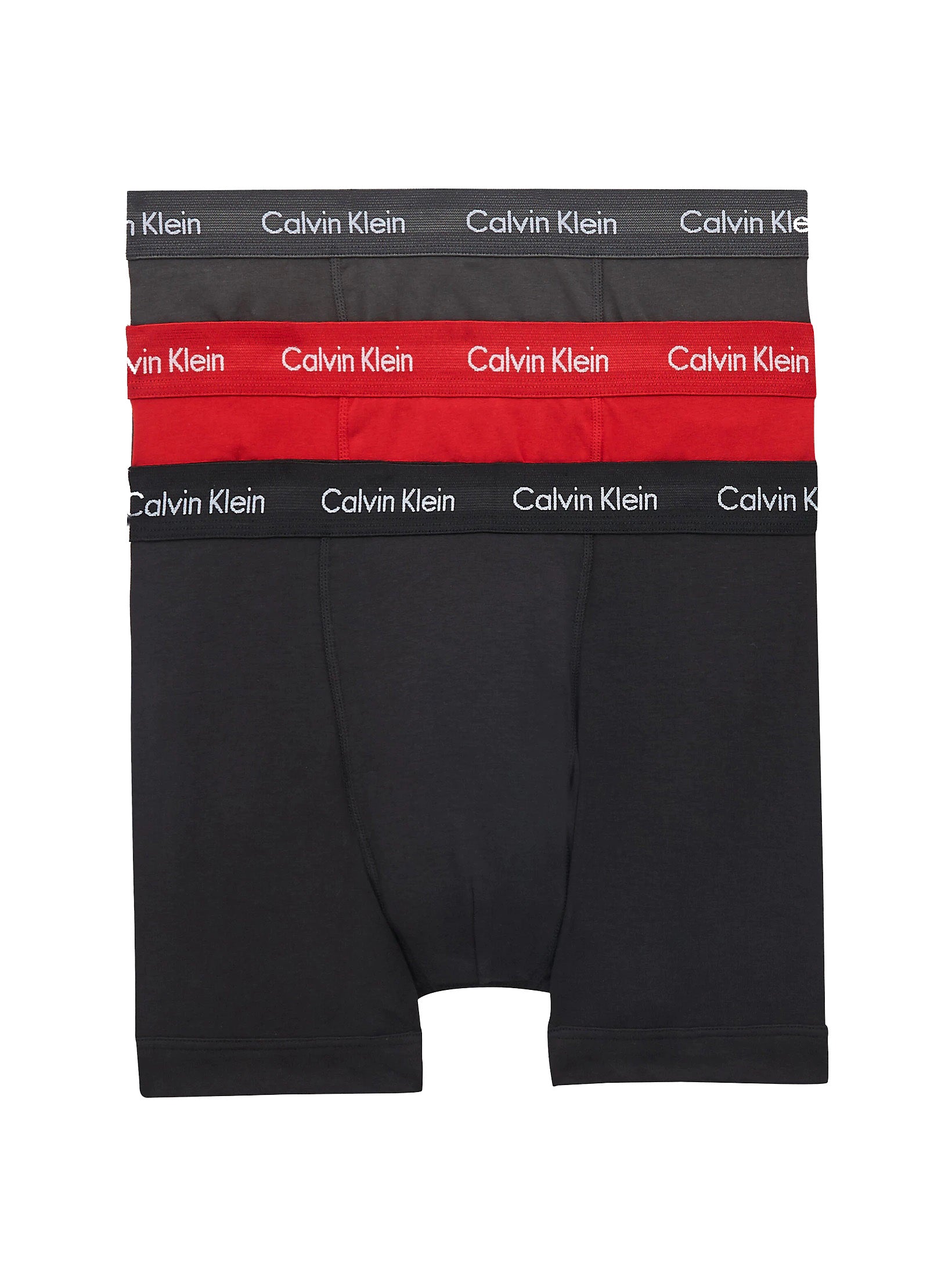 CALVIN KLEIN 3 PACK TRUNKS - COTTON STRETCH - BLACK/ VOID/ RED ALERT