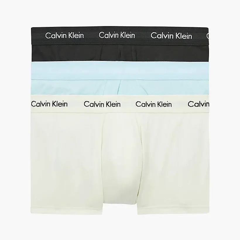 Calvin Klein 3 Pack Low rise Trunks - Cotton Stretch ( Rain Dance / Black / Ivory )