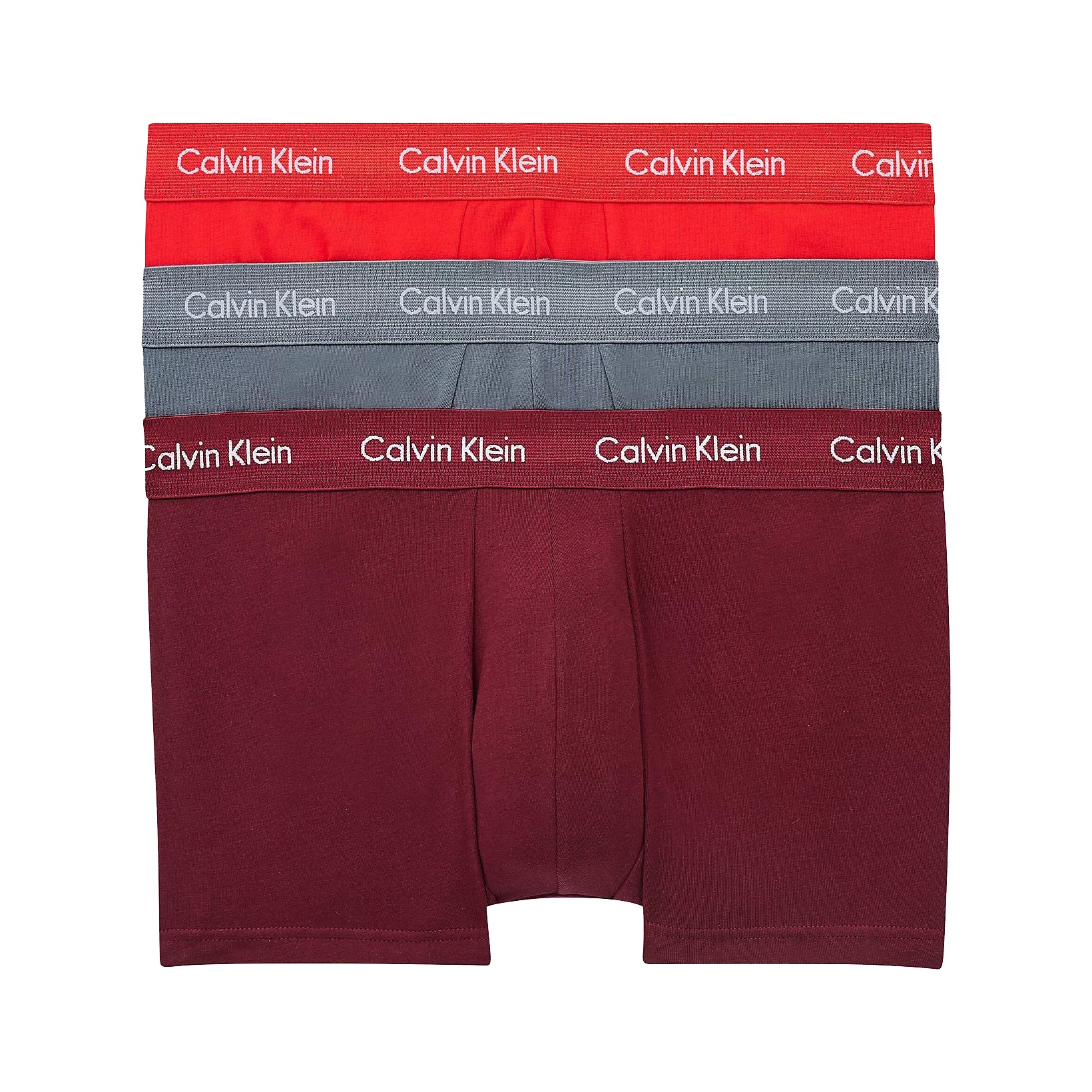 Calvin Klein 3 Pack Low Rise Trunks Men's – Wave Light Red / Pewter / Winterberry