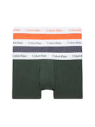 Calvin Klein 3 Pack Low Rise Trunks - Cotton Stretch - Jungle Leaf / Soot / Orange
