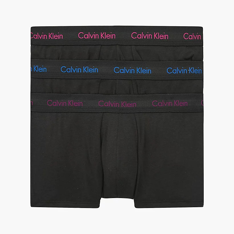 Calvin Klein 3 Pack Low rise Trunks - Cotton Stretch - ( B-Groovy Plum/bright Rose/blue Logo )
