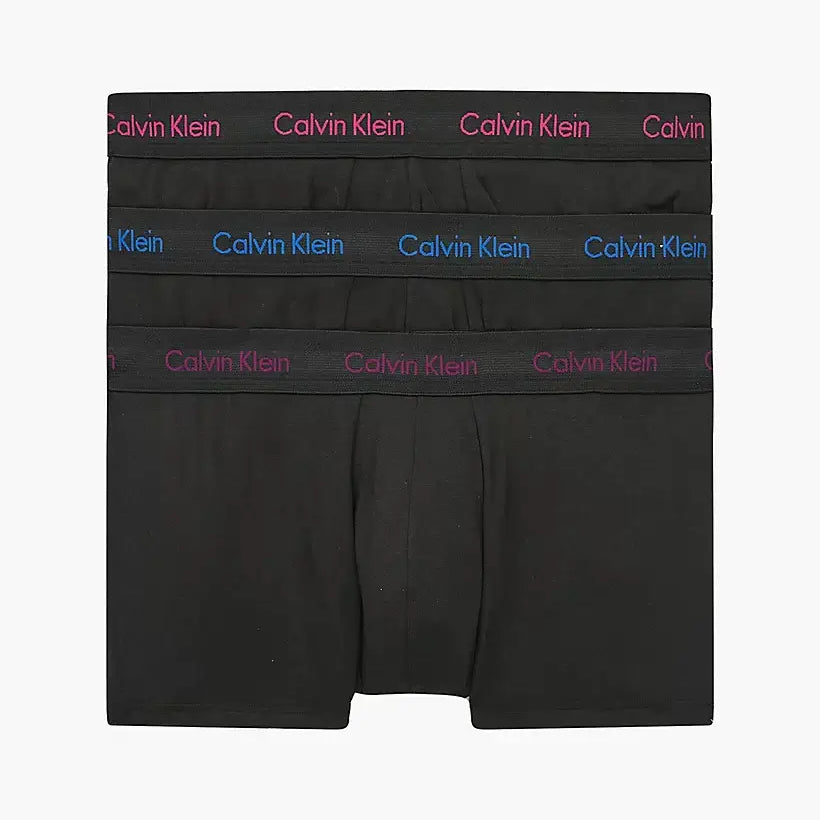Calvin Klein 3 Pack Low rise Trunks - Cotton Stretch - ( B-Groovy Plum/bright Rose/blue Logo )