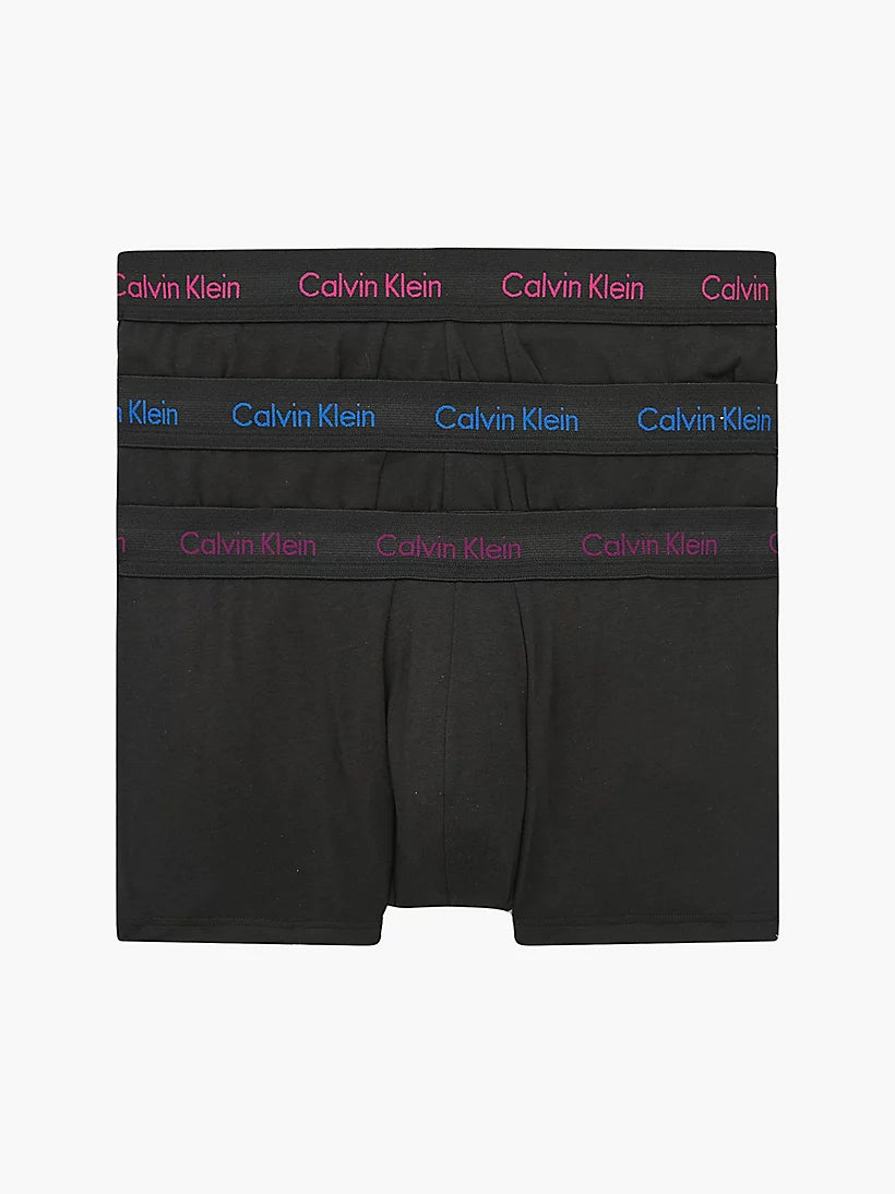 Calvin Klein 3 Pack Low rise Trunks - Cotton Stretch - ( B-Groovy Plum/bright Rose/blue Logo )