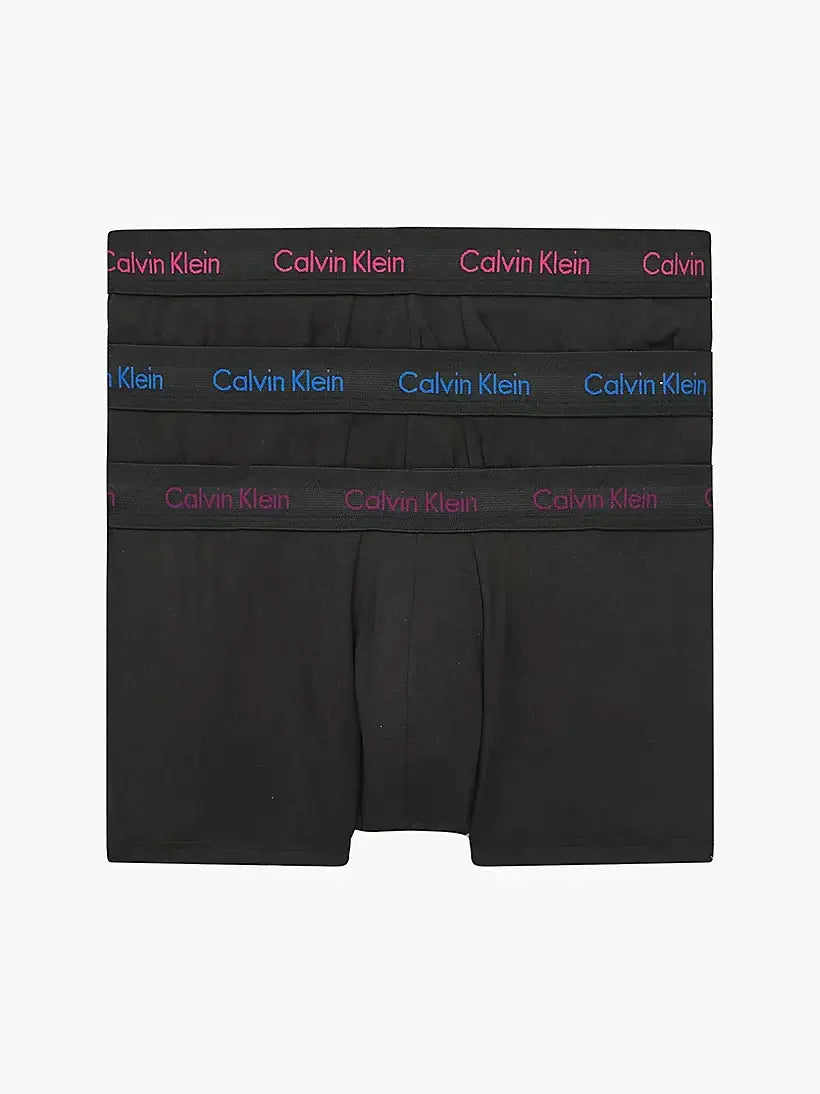 Calvin Klein 3 Pack Low rise Trunks - Cotton Stretch - ( B-Groovy Plum/bright Rose/blue Logo )
