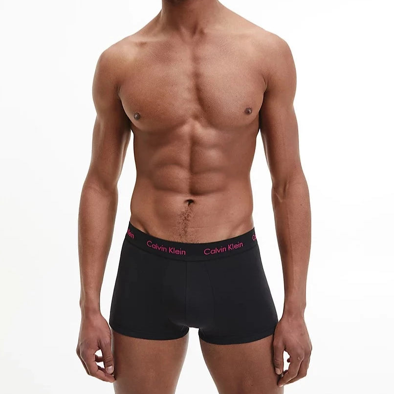 Calvin Klein 3 Pack Low rise Trunks - Cotton Stretch - ( B-Groovy Plum/bright Rose/blue Logo )