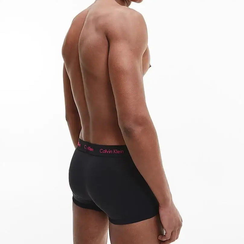 Calvin Klein 3 Pack Low rise Trunks - Cotton Stretch - ( B-Groovy Plum/bright Rose/blue Logo )