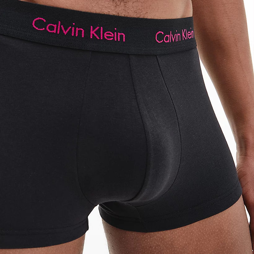 Calvin Klein 3 Pack Low rise Trunks - Cotton Stretch - ( B-Groovy Plum/bright Rose/blue Logo )