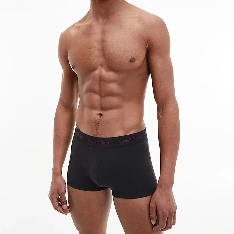 Calvin Klein 3 Pack Low rise Trunks - Cotton Stretch - ( B-Groovy Plum/bright Rose/blue Logo )