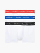Calvin Klein 3 Pack Low Rise Trunks Men's – ( WHITE- BLUE/ STRAWBERRY FIELD/ BLACK )