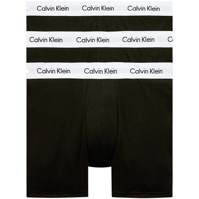 Calvin Klein 3 Pack Cotton Stretch Boxer Briefs - Black, 000NB1770A