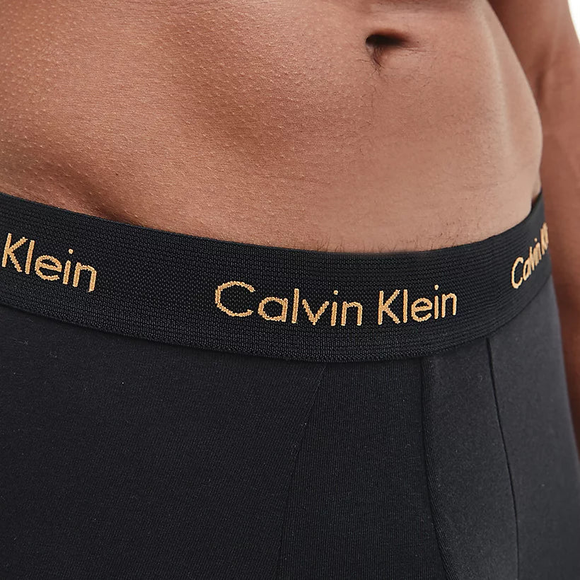 Calvin Klein 3 Pack Boxer Briefs - Cotton Stretch - Orange/Blue Shadow/Green Logo