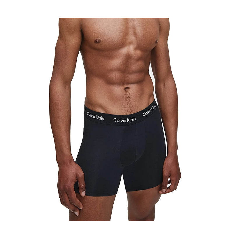 Calvin Klein 3 Pack Cotton Stretch Boxer Briefs (BLACK/BLUE/COBALT)