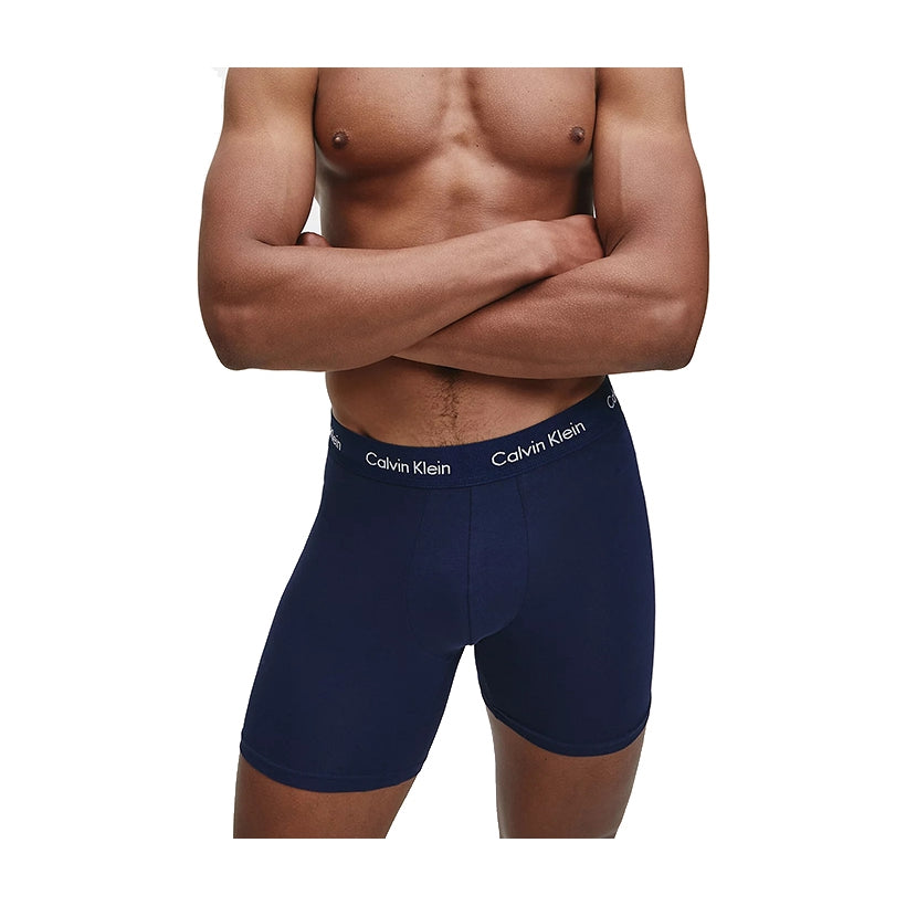 Calvin Klein 3 Pack Cotton Stretch Boxer Briefs (BLACK/BLUE/COBALT)