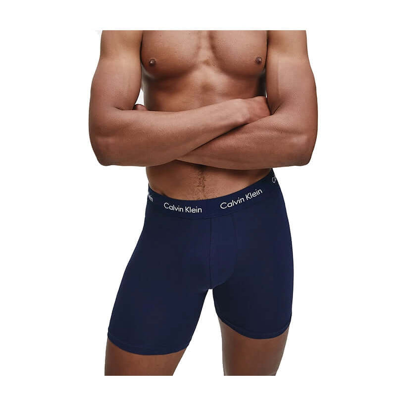 Calvin Klein 3 Pack Cotton Stretch Boxer Briefs (BLACK/BLUE/COBALT)