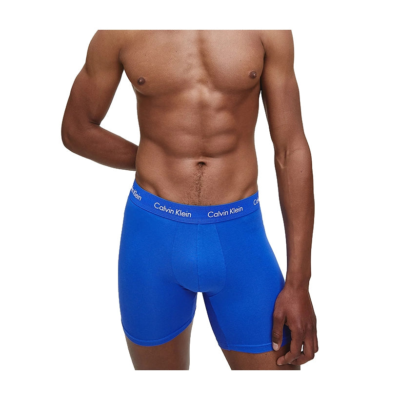 Calvin Klein 3 Pack Cotton Stretch Boxer Briefs (BLACK/BLUE/COBALT)