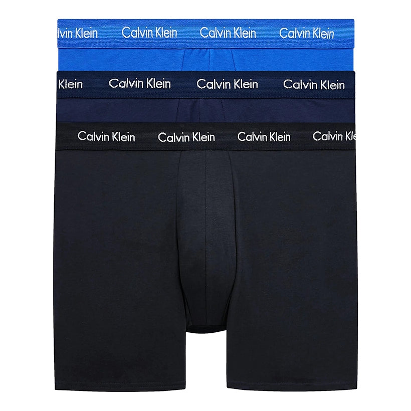 Calvin Klein 3 Pack Cotton Stretch Boxer Briefs (BLACK/BLUE/COBALT)