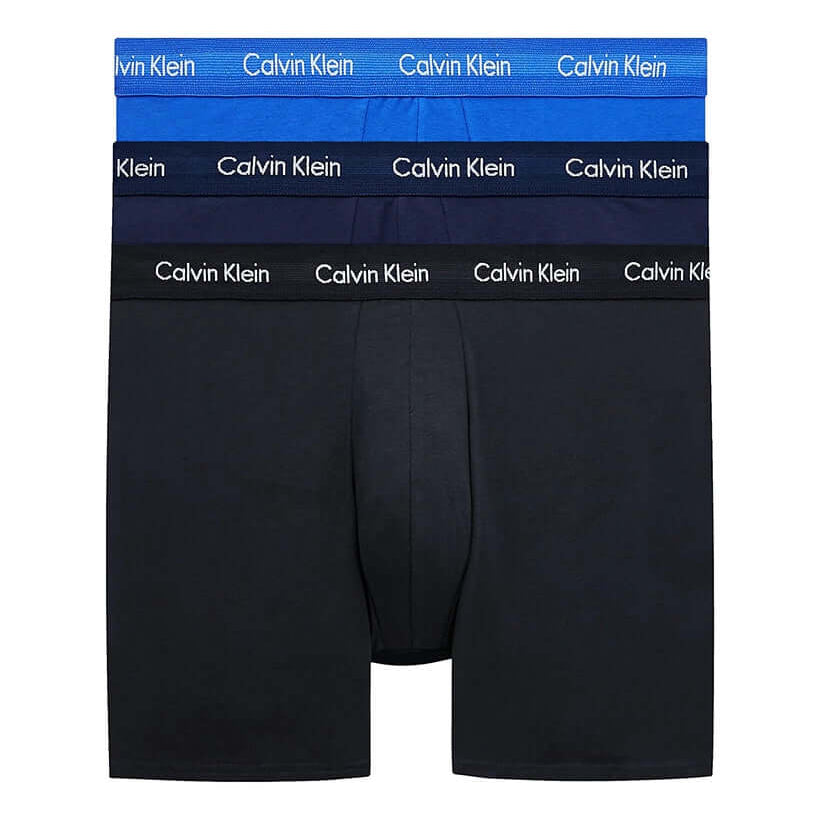Calvin Klein 3 Pack Cotton Stretch Boxer Briefs (BLACK/BLUE/COBALT)