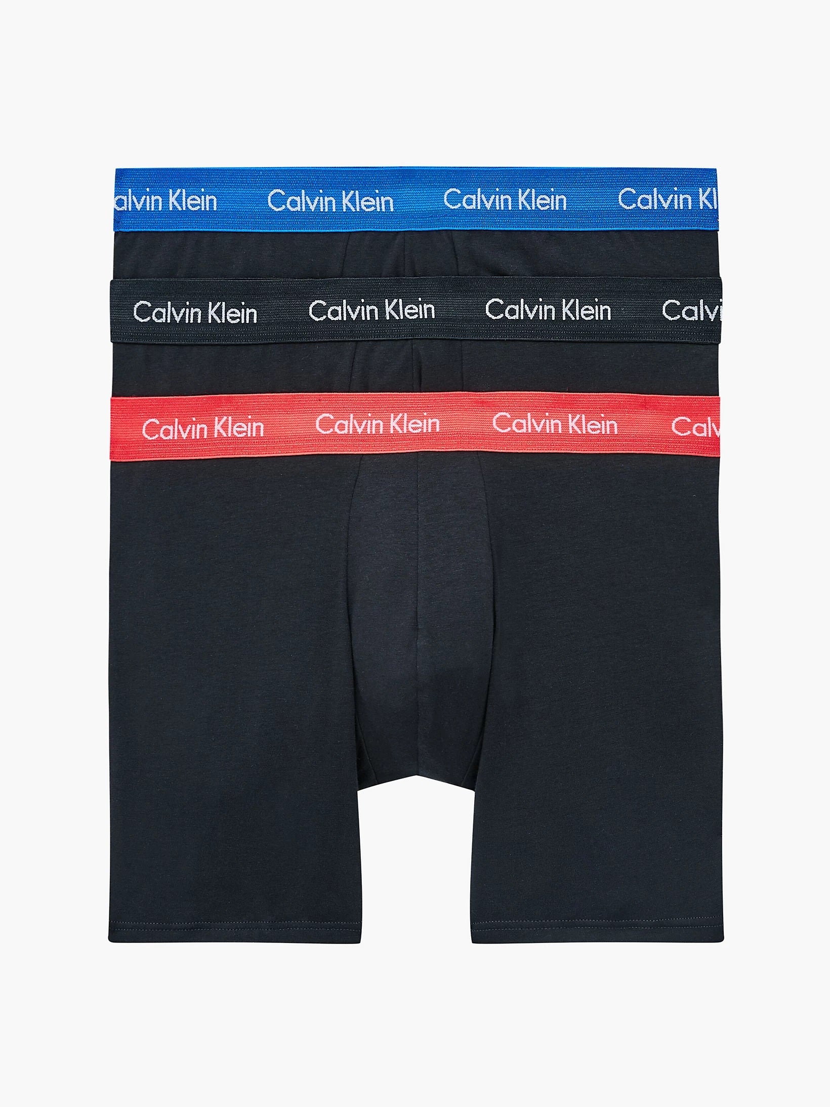 Calvin Klein 3 Pack Boxer Briefs Cotton Stretch -Black with Coloured Waistband