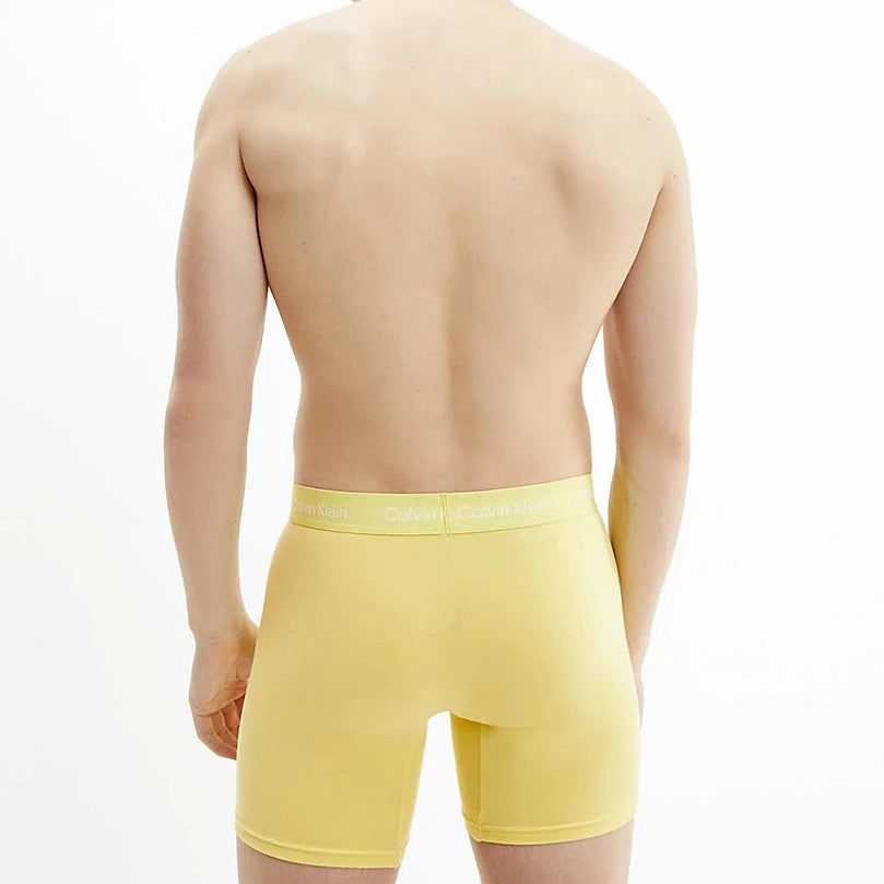 Calvin Klein 3 Pack Boxer Briefs - Cotton Stretch - Ocean Storm / Lime / Signature Blue