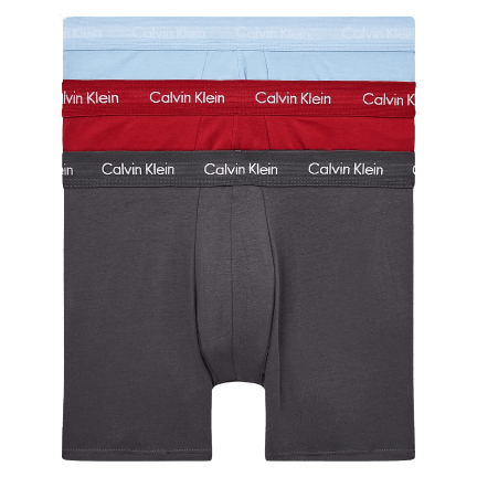 Calvin Klein 3 PACK BOXER BRIEFS - COTTON STRETCH - ( IRON GATE/ SCOOTER/ WEDGEWOOD )