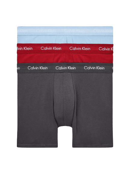 Calvin Klein 3 PACK BOXER BRIEFS - COTTON STRETCH - ( IRON GATE/ SCOOTER/ WEDGEWOOD )