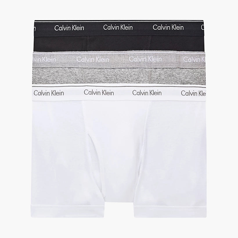 Calvin Klein 3 Pack Pure Cotton Classic Fit Trunks - Black/White/Grey Heather
