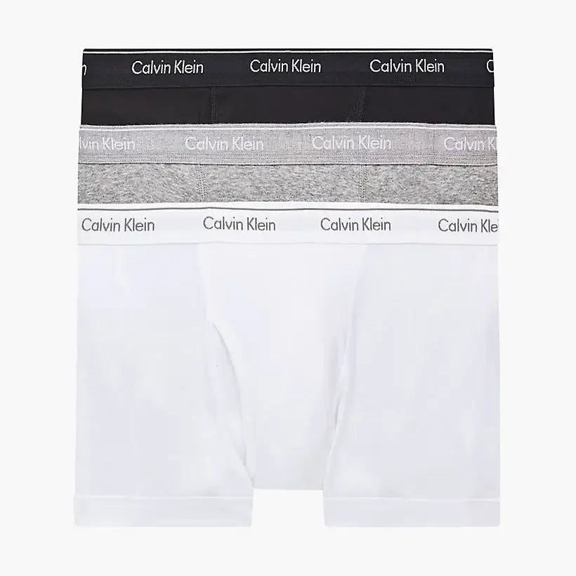Calvin Klein 3 Pack Pure Cotton Classic Fit Trunks - Black/White/Grey Heather