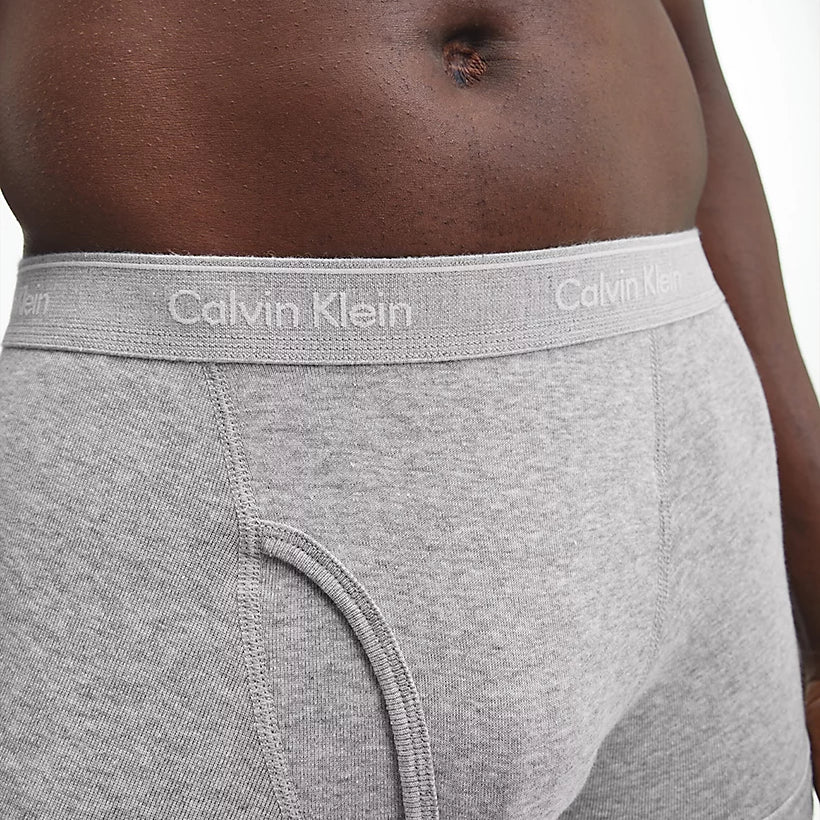 Calvin Klein 3 Pack Pure Cotton Classic Fit Trunks - Black/White/Grey Heather