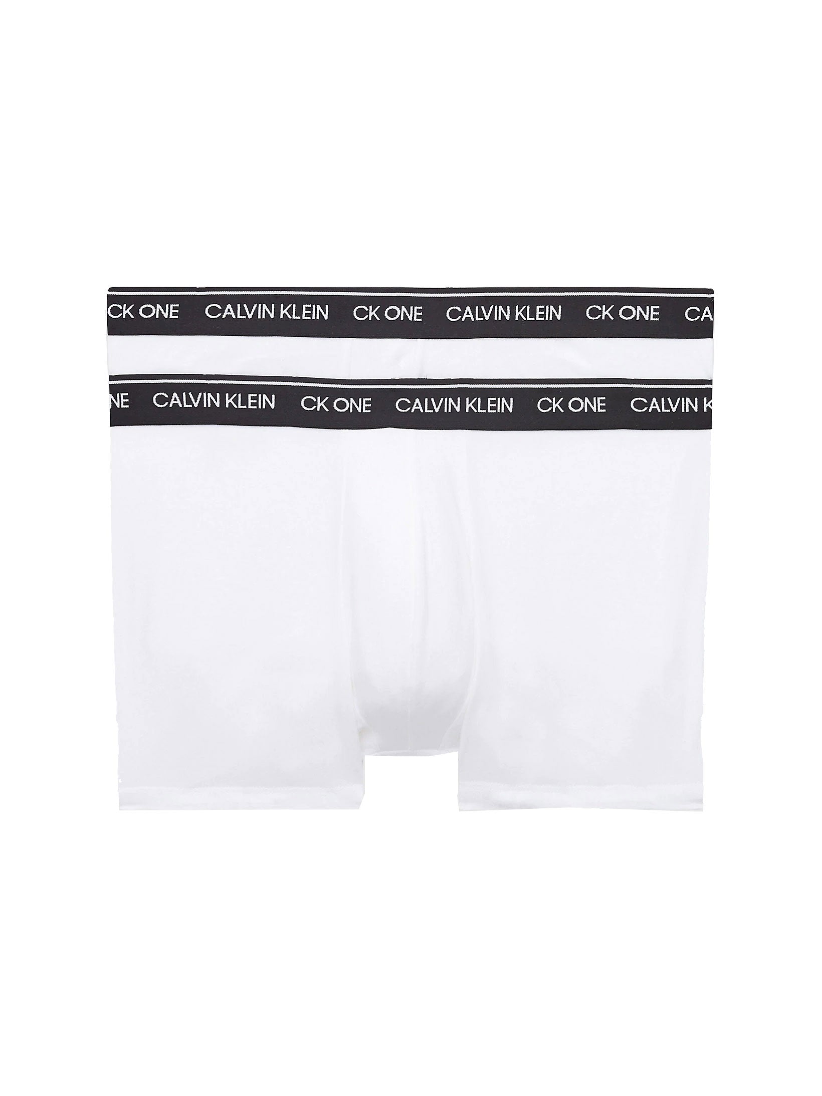 Calvin Klein - CK ONE 2 Pack Cotton Trunks - White with Black Waistband
