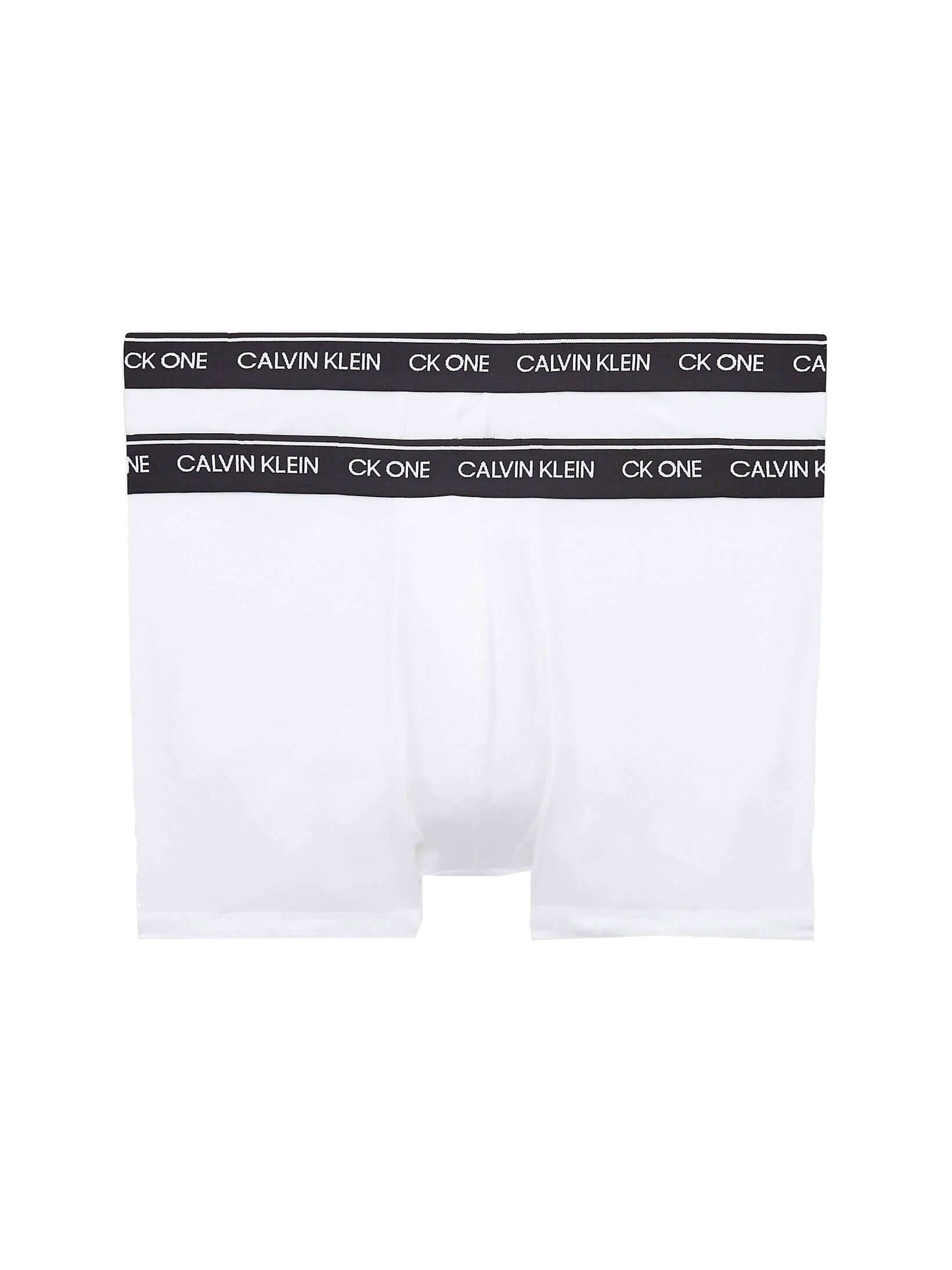 Calvin Klein - CK ONE 2 Pack Cotton Trunks - White with Black Waistband