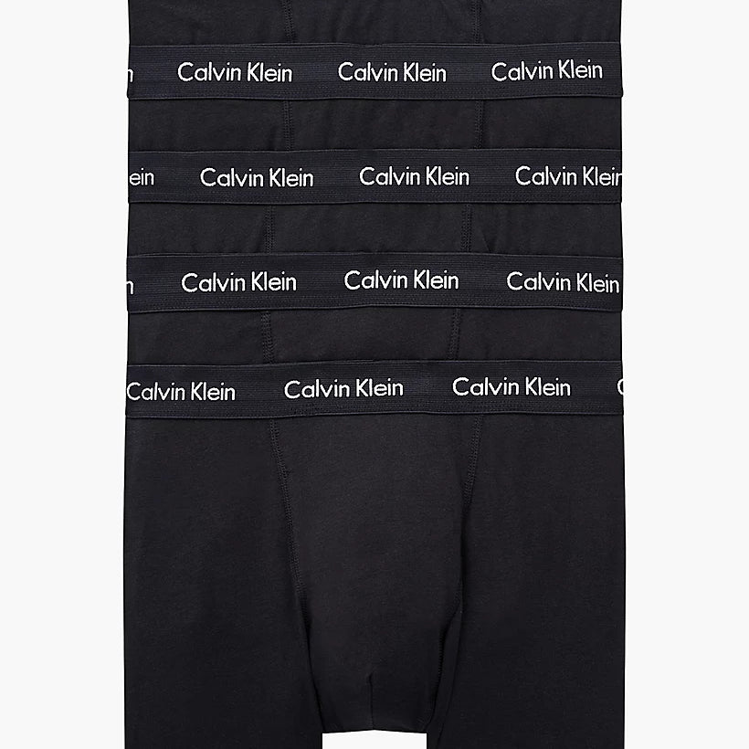 Calvin Klein 5 Pack Cotton Stretch - Normal Rise Trunks ( Black / Black Waistband )